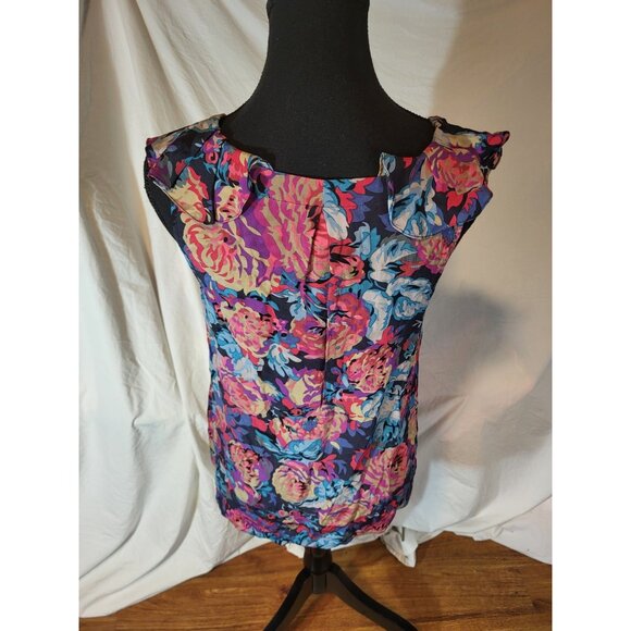 Moulinette Soeurs Size 2 Sleeveless Floral Ruffle Blouse Silk - Picture 5 of 6